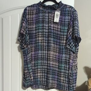 torrid Houndstooth SHEER Blouse - Black, Purple, Blue